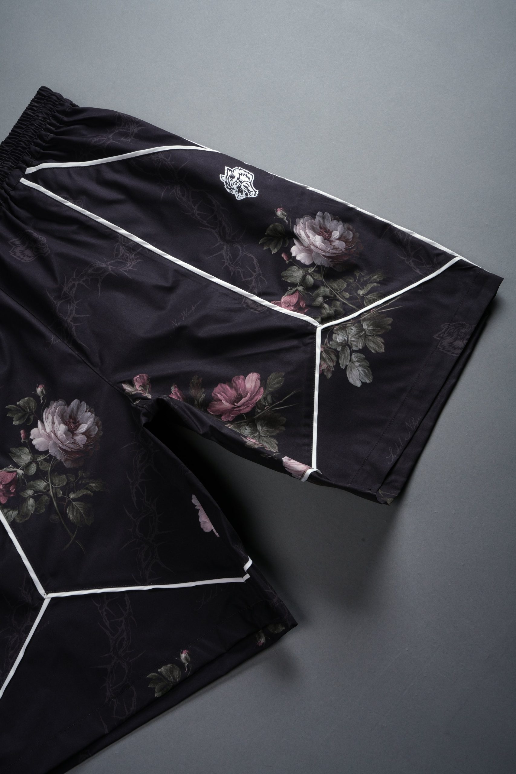 Dual Mens Quinn Track Shorts in Black Rose Thorn - Image 7