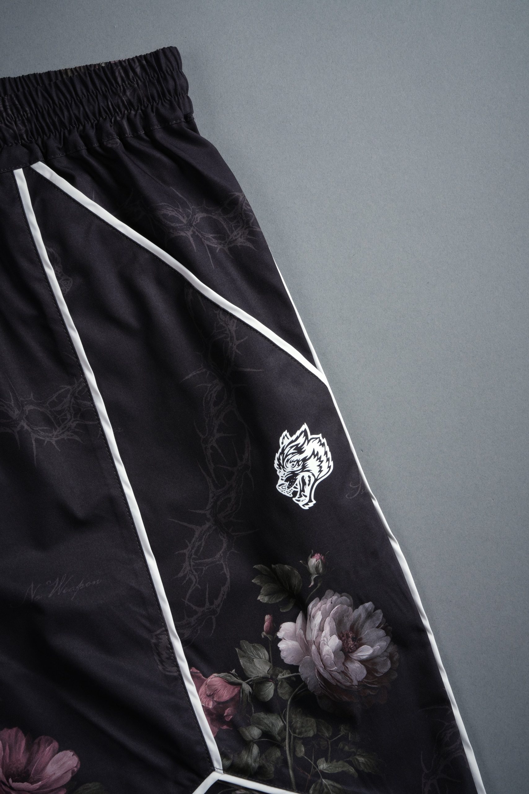 Dual Mens Quinn Track Shorts in Black Rose Thorn - Image 8