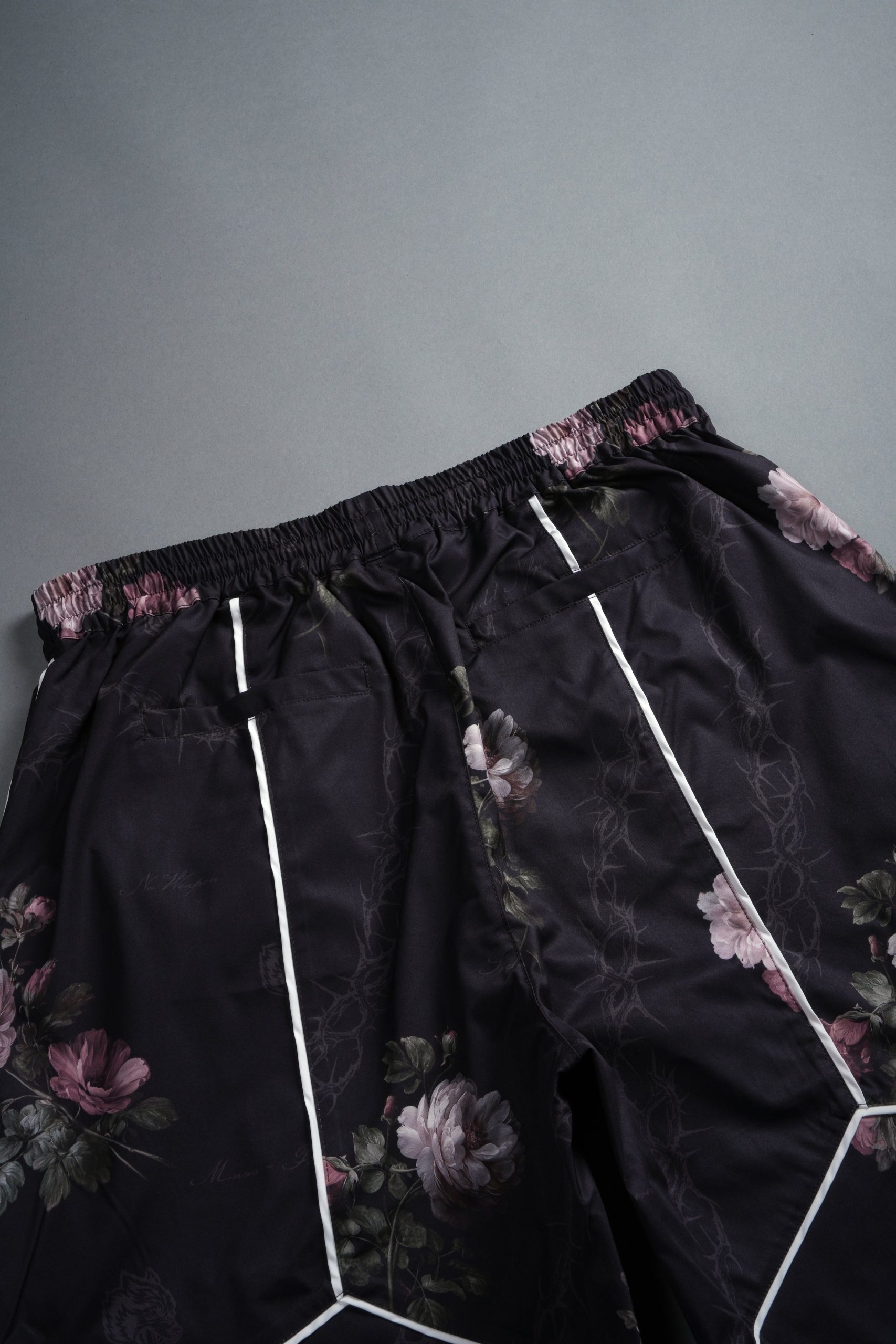 Dual Mens Quinn Track Shorts in Black Rose Thorn - Image 9