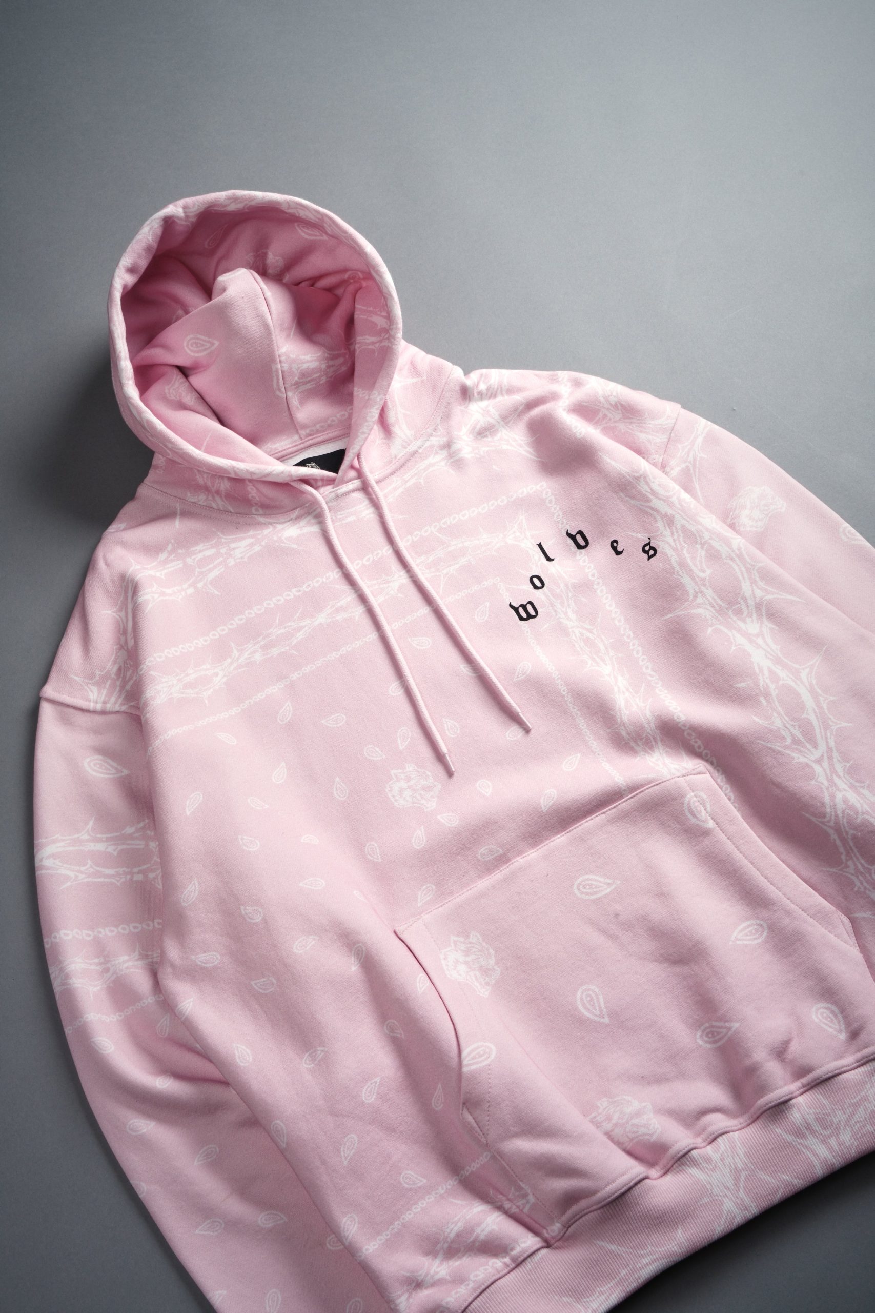 Wolves Pyramid Bishop Hoodie in Blush Pink Thorn Paisley - Image 6