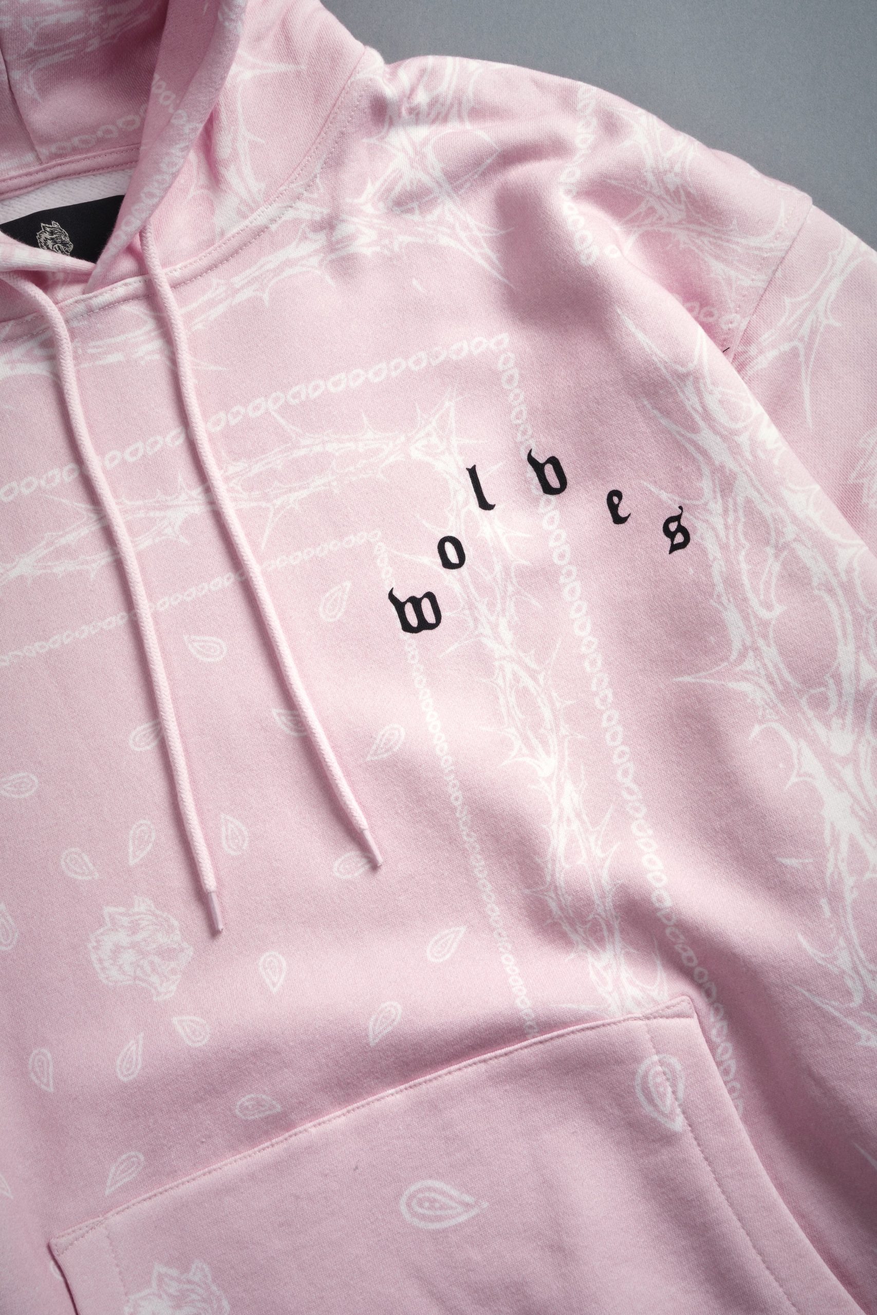 Wolves Pyramid Bishop Hoodie in Blush Pink Thorn Paisley - Image 7