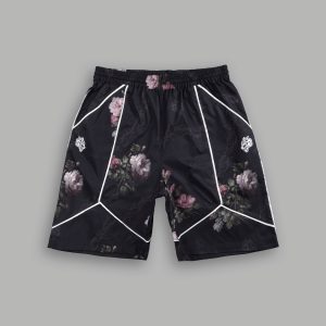 Dual Mens Quinn Track Shorts in Black Rose Thorn
