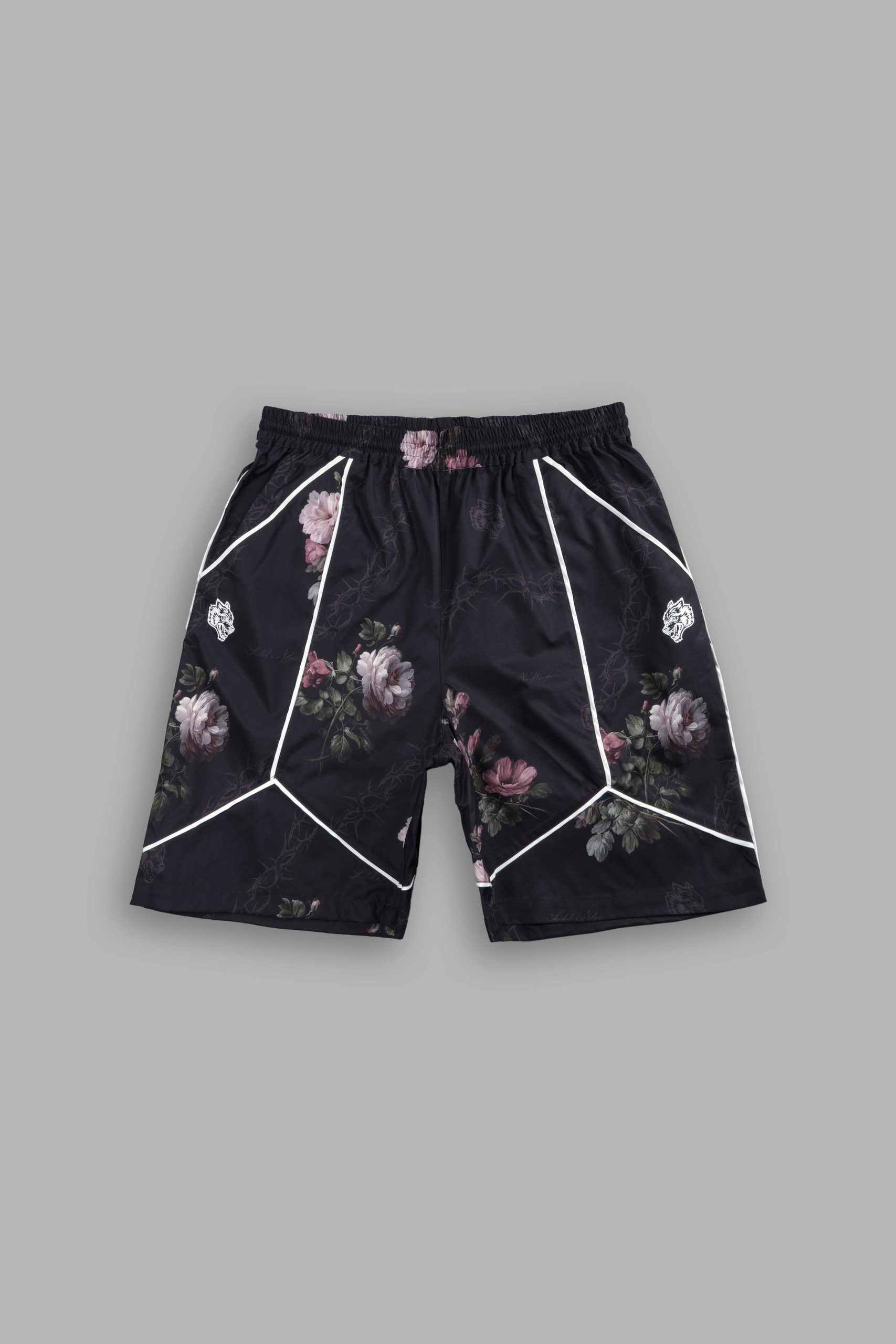 Dual Mens Quinn Track Shorts in Black Rose Thorn