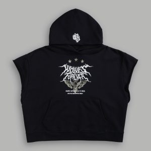 Iron Pack Grunge Gage Cap Sleeve Hoodie in Black