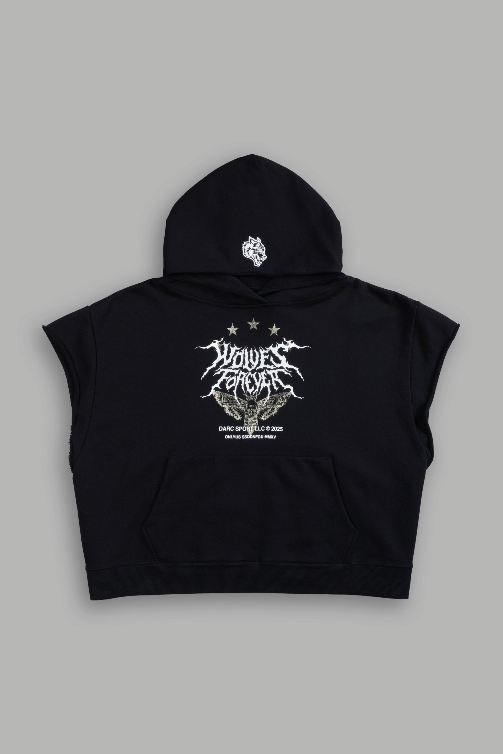 Iron Pack Grunge Gage Cap Sleeve Hoodie in Black