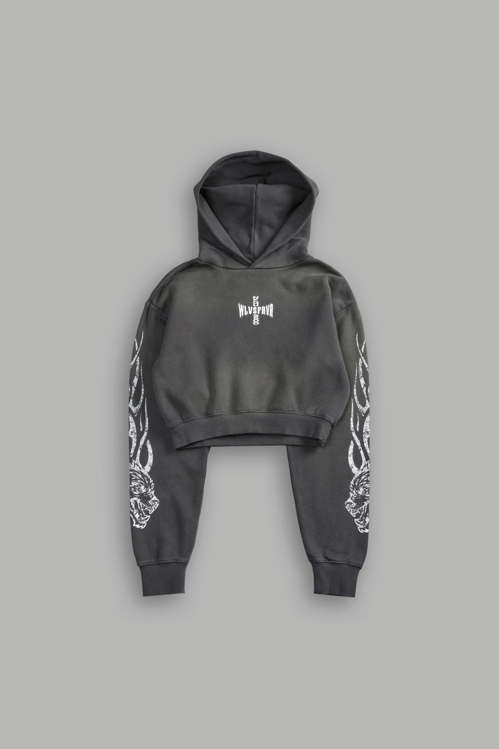Finite Flame Rose She Hoodie in Wolf Gray Drift Wash - Image 2