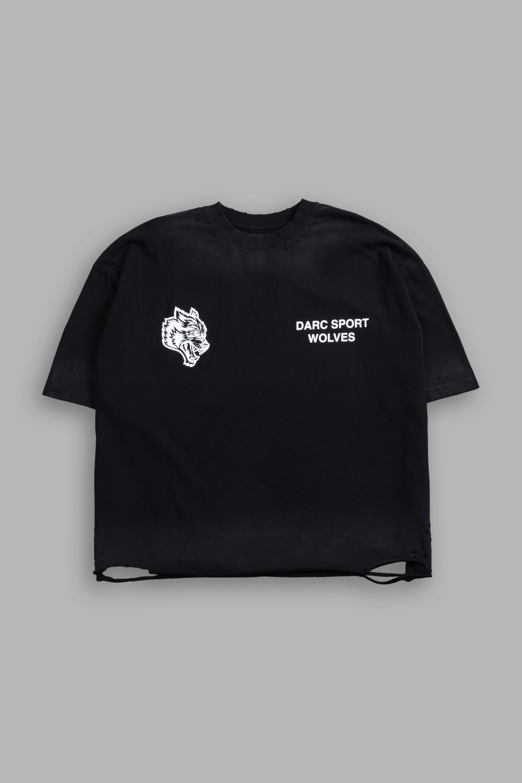 Sangrado Distressed Grunge Box Cut Tee in Black Drift Wash - Image 3