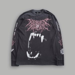 Blood Thirsty Webs Premium L/S Tee in Wolf Gray