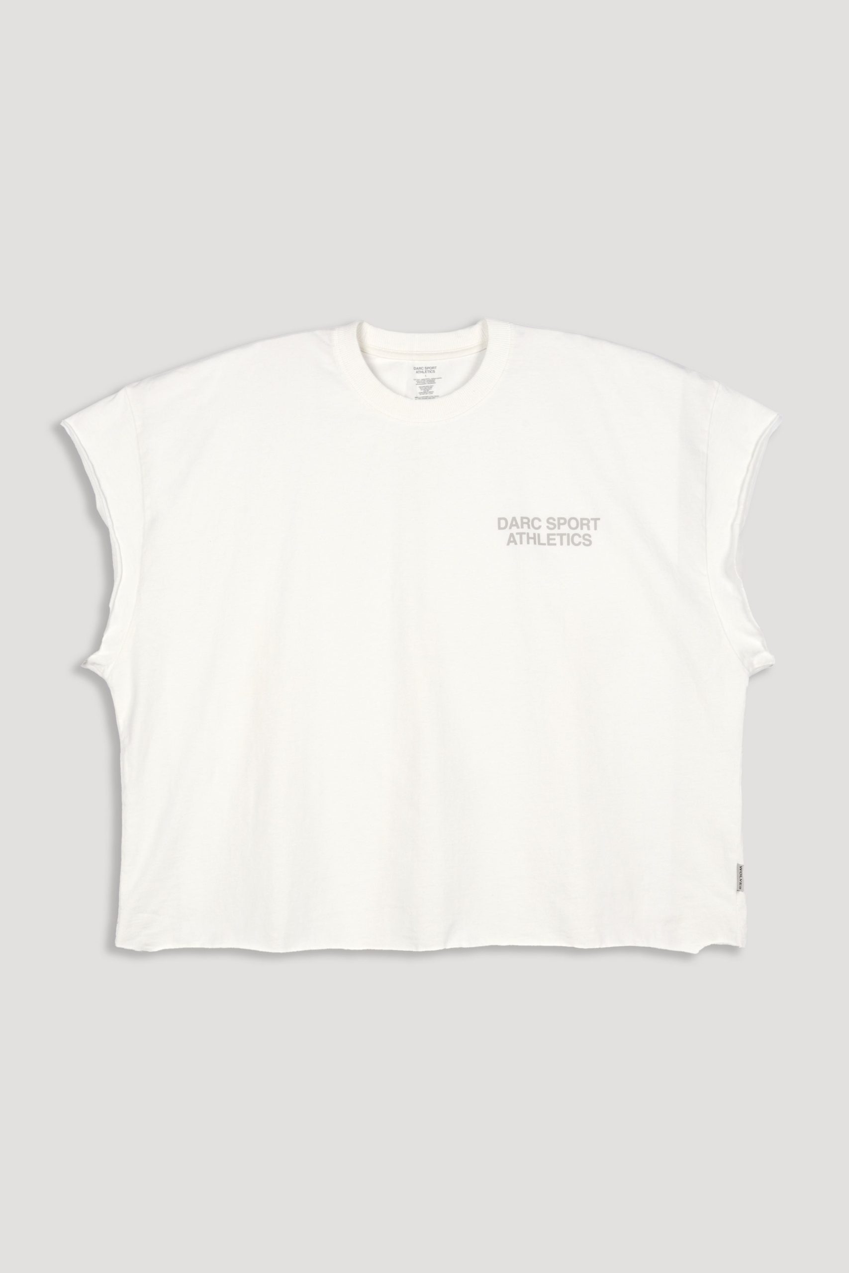 Darc Sport Athletics Grunge Cut-Off Tee in Cream - Image 3