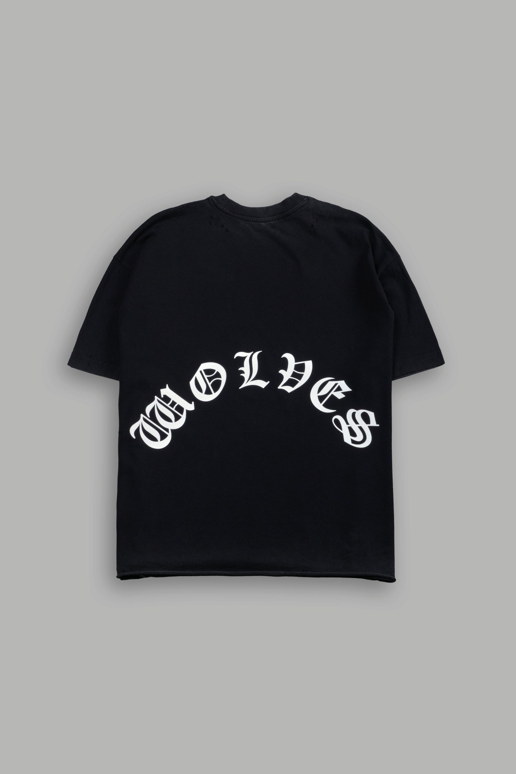 Dark Order Distressed Grunge Mid Length Raw Hem Tee V2 in Black - Image 2