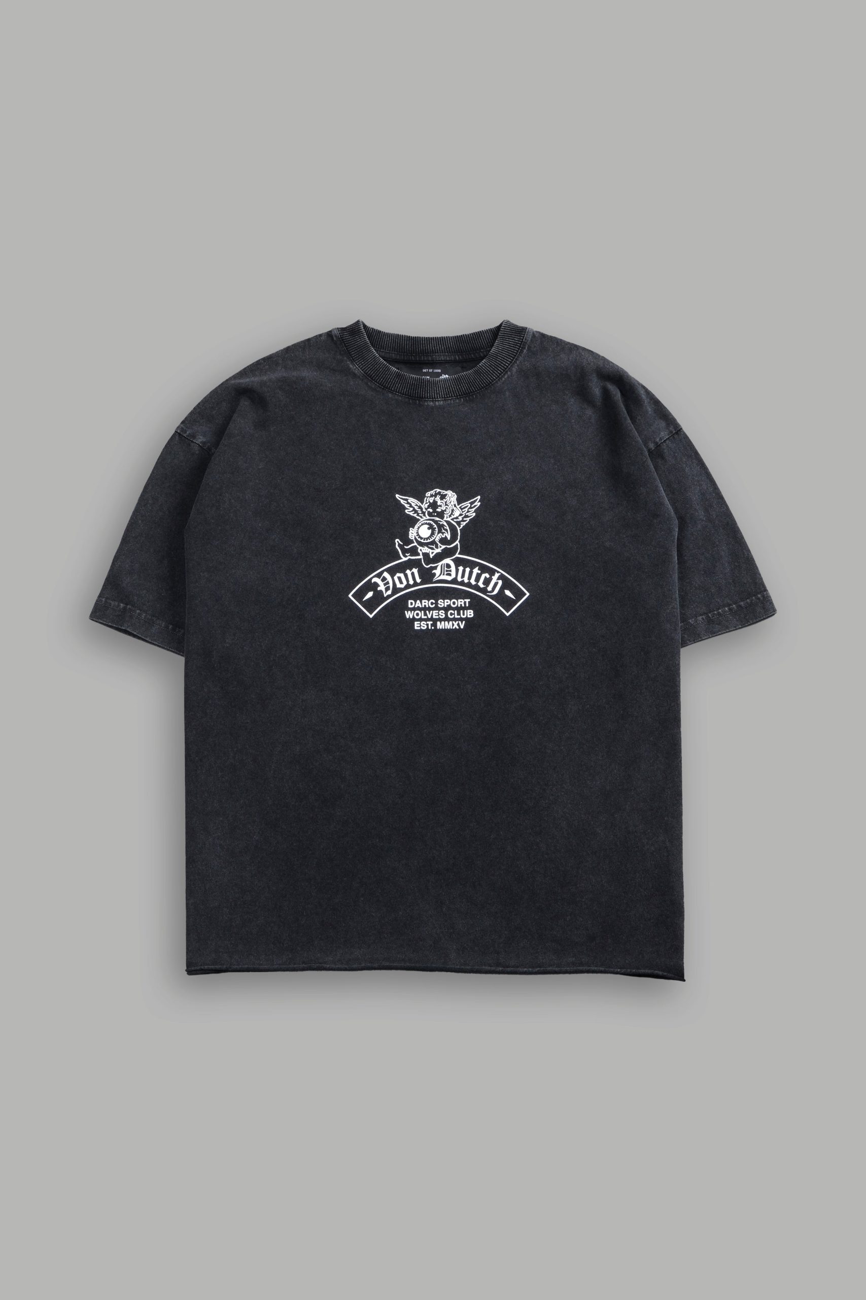 Darc Covenant Grunge Mid-Length Raw Hem Tee in Black