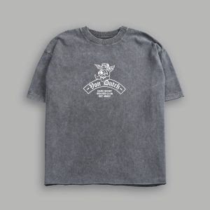 Darc Covenant Grunge Mid-Length Raw Hem Tee in Wolf Gray