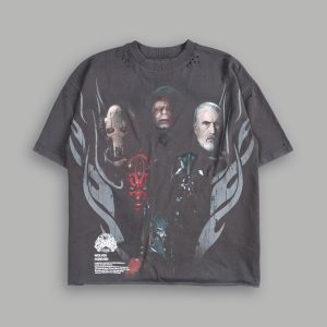 Dark Order Distressed Grunge Mid Length Raw Hem Tee V2 in Wolf Gray