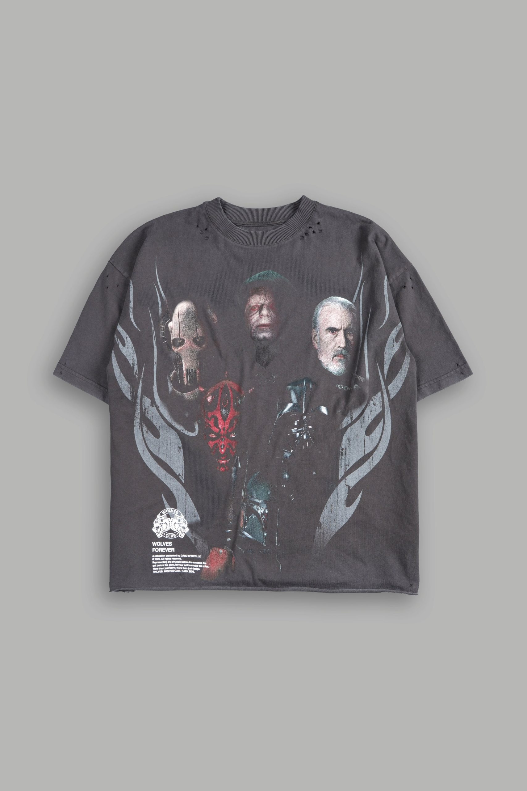 Dark Order Distressed Grunge Mid Length Raw Hem Tee V2 in Wolf Gray