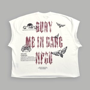 Bury Me in Darc Forever Grunge Cut-Off Tee in Cream