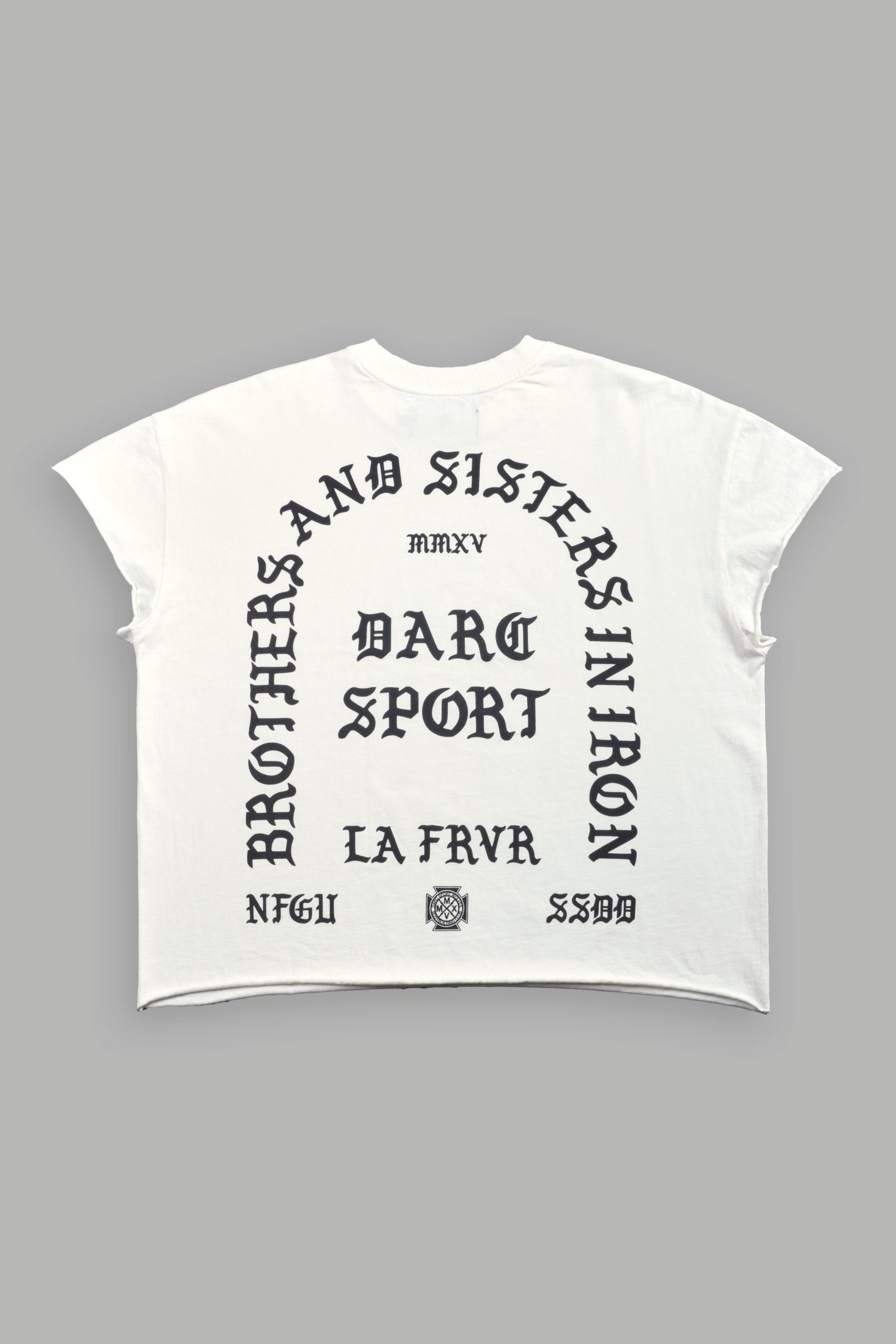 La Cherub Grunge Mid Length Raw Hem Cap Sleeve Tee in Cream