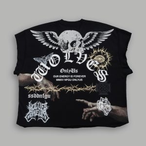 Darc Creed Grunge Cut-Off Tee in Black