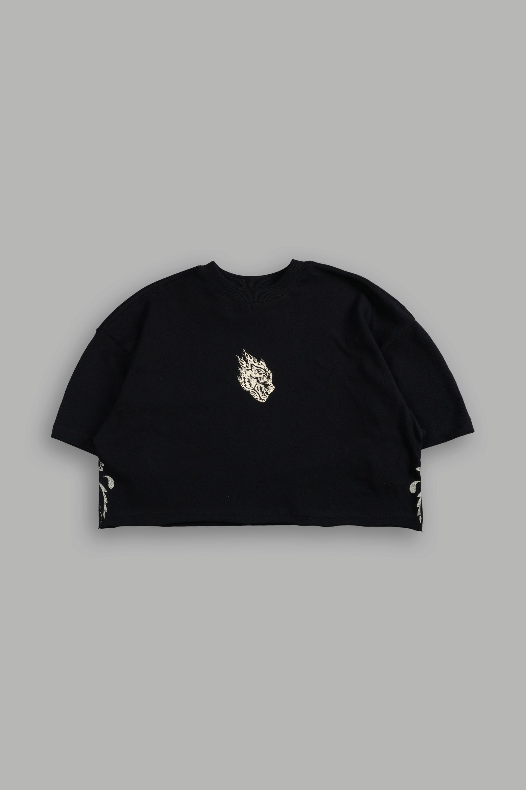 Faded Paisley Premium Oversized Cropped Tee in Black - Image 5