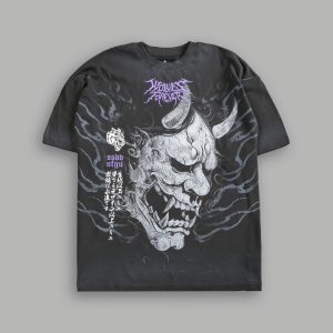 Hannya Inferno Premium Oversized Tee in Wolf Gray Sun Fade