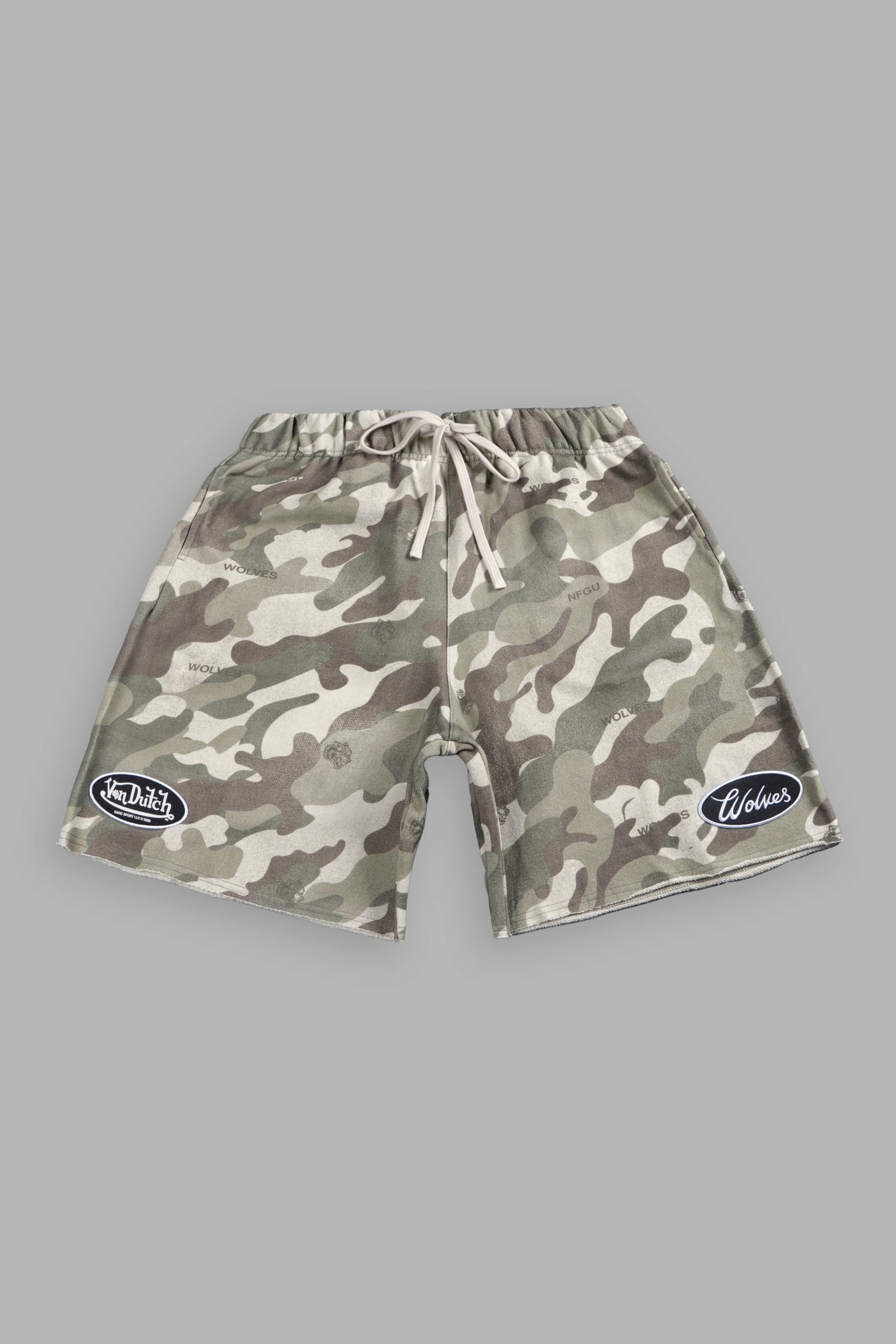 Rebel Heritage Grunge Oversized Raw Hem Post Lounge Sweat Shorts in DSVD Green Camo