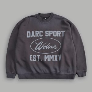 Darc Sport MMXV Grunge Oversized London Unisex Crewneck in Wolf Gray Drift Wash