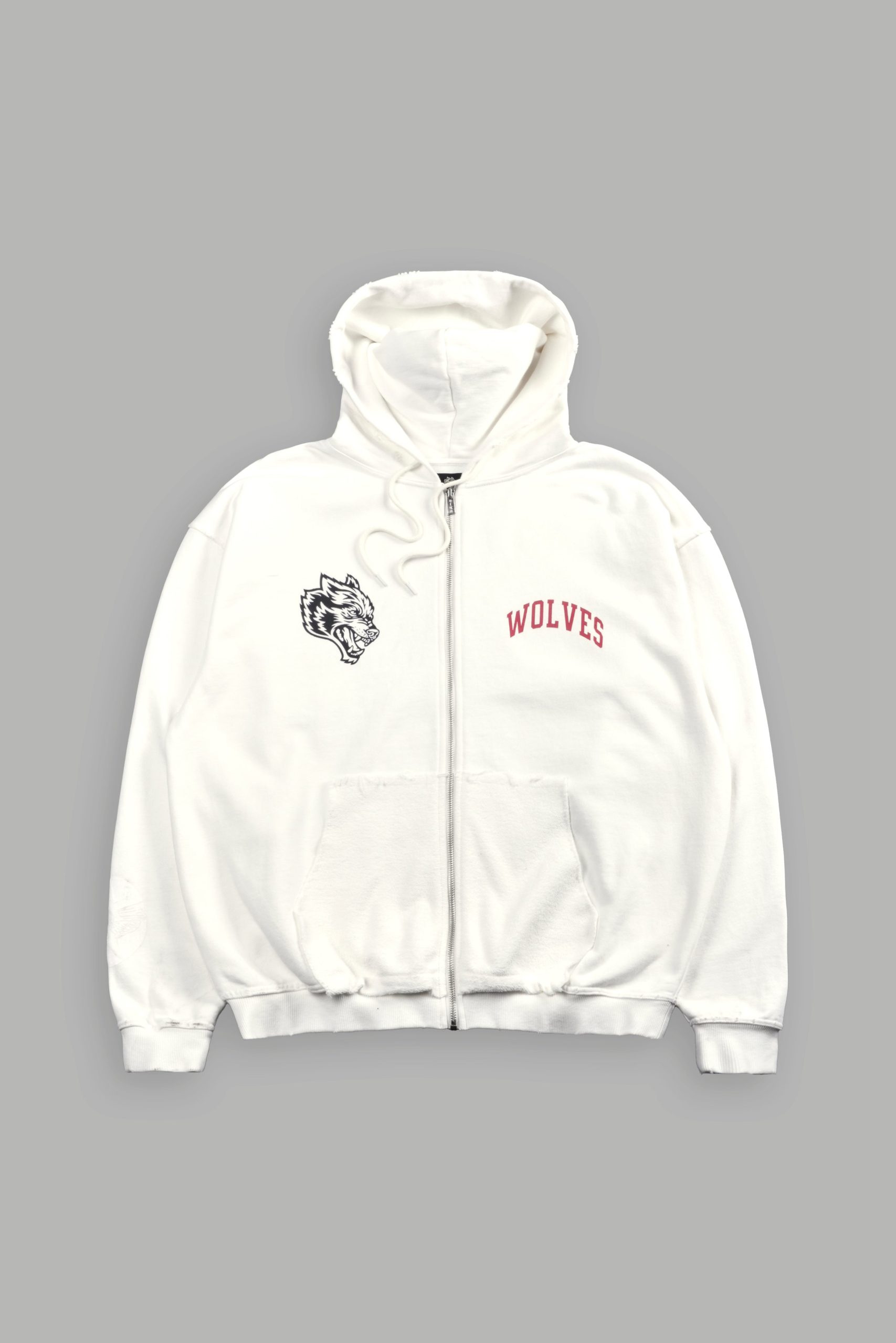 La Ca Frvr Grunge Moatis Zip Hoodie in Cream - Image 3