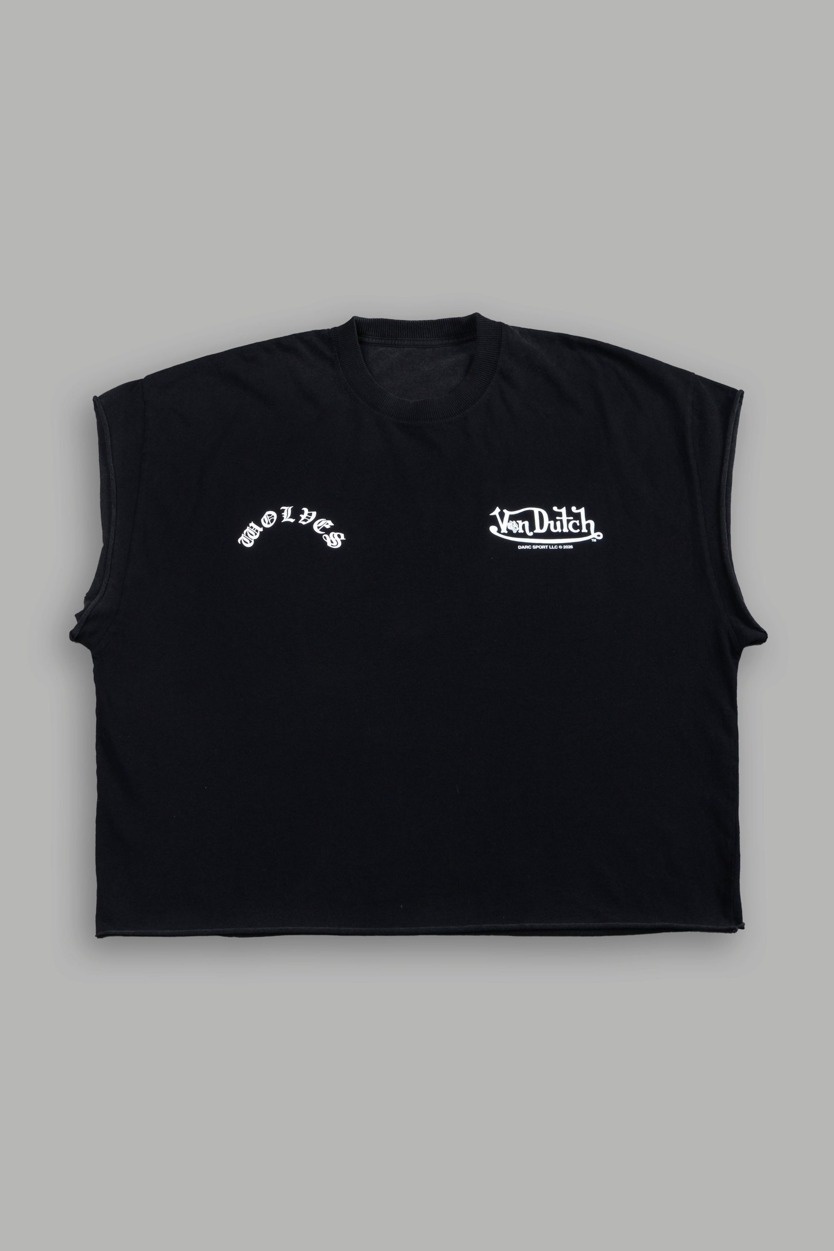 Von Darc Grunge Cut-Off Mid-Length Raw Hem Tee in Black - Image 3