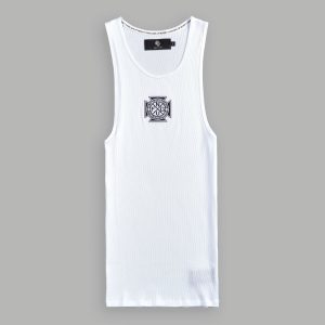 Iron Cross Ribbed Tank in White