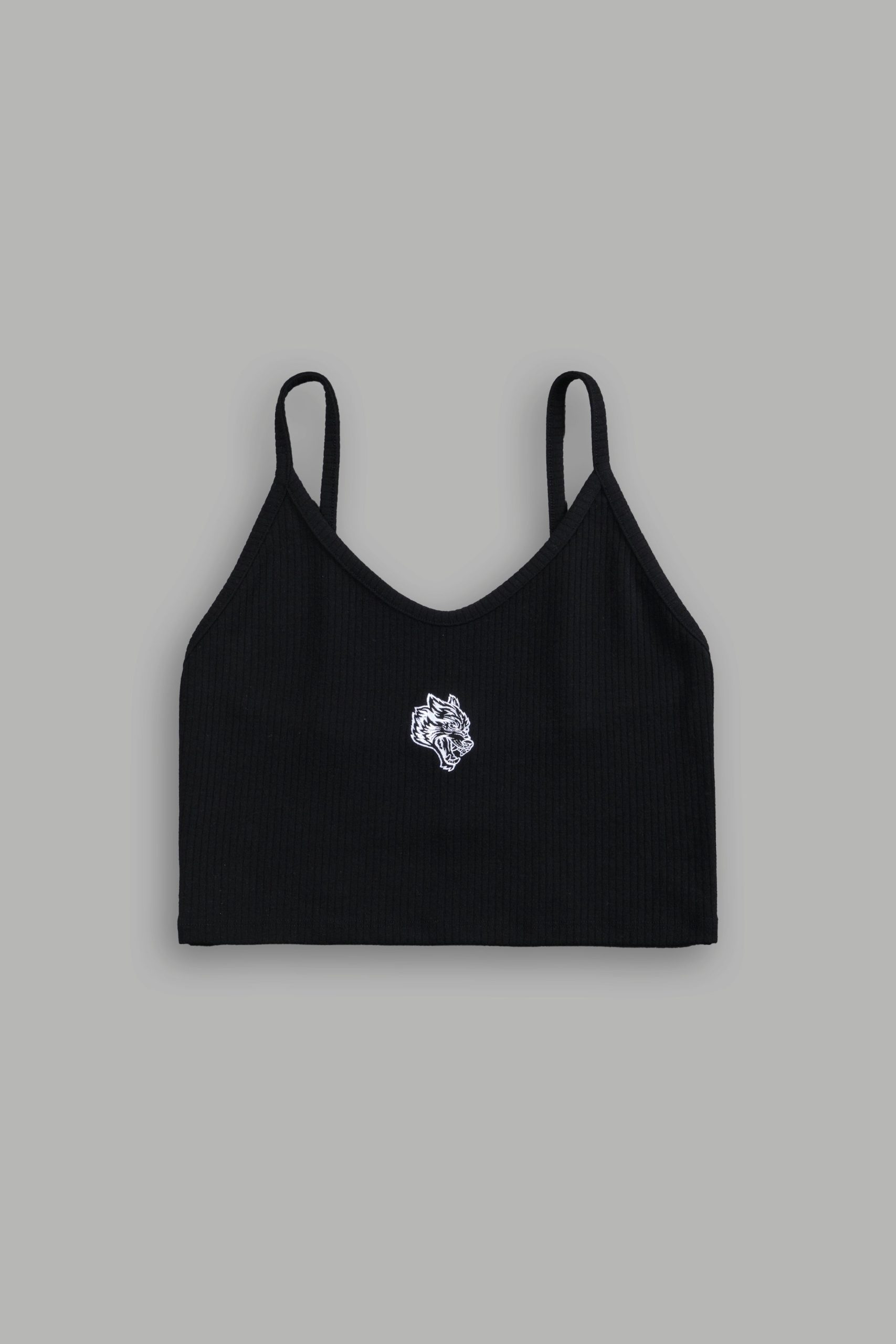 Single Wolf Spaghetti Crop Tank in Black - Image 3