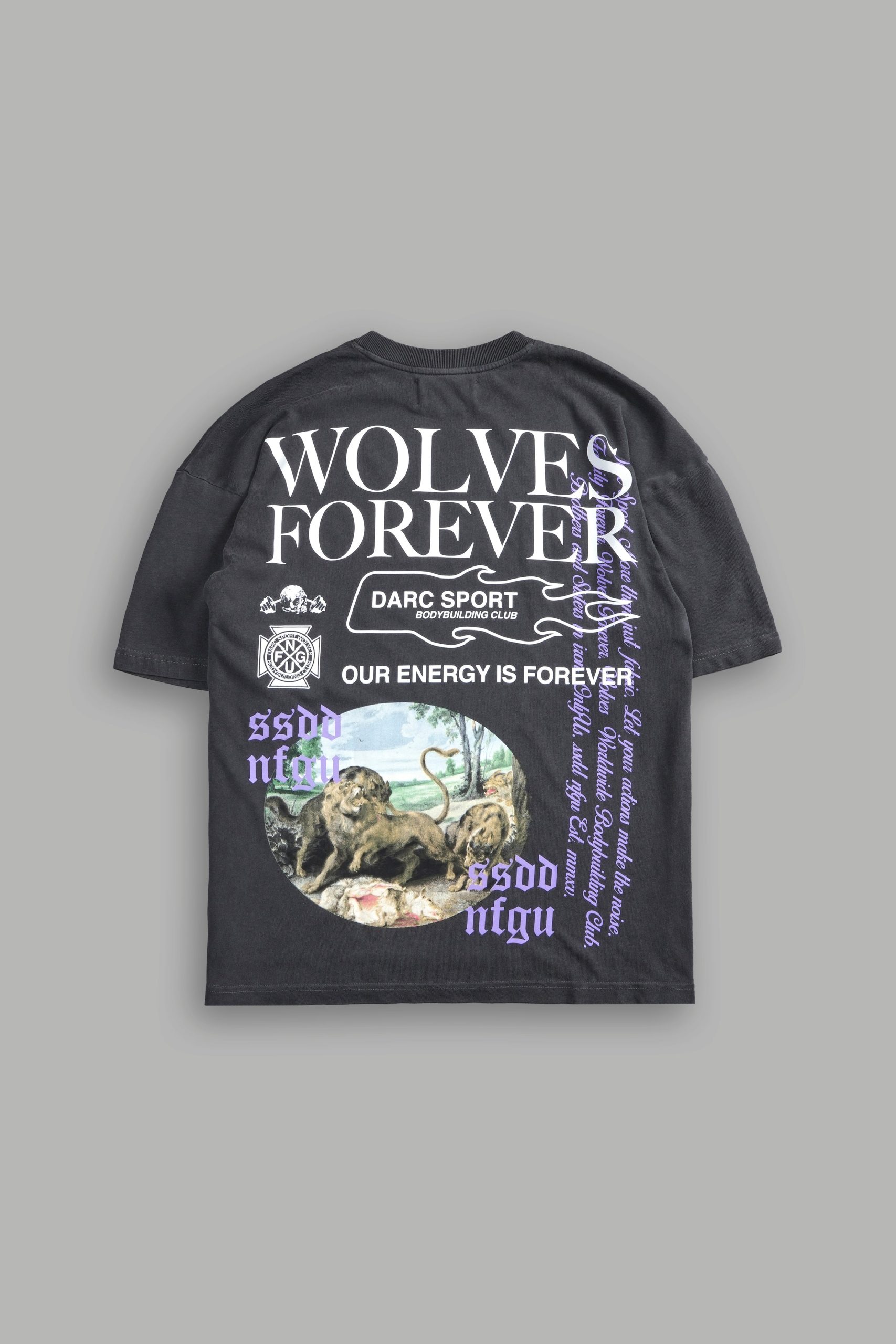 Three Wolves Premium Oversized Tee in Wolf Gray