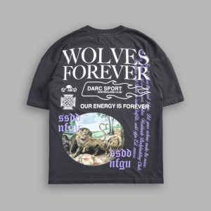 Three Wolves Premium Oversized Tee in Wolf Gray