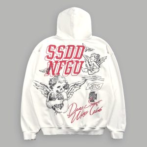 La Ca Frvr Grunge Moatis Zip Hoodie in Cream