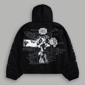 Wolves Pray Calaway Jacket in Distressed Black