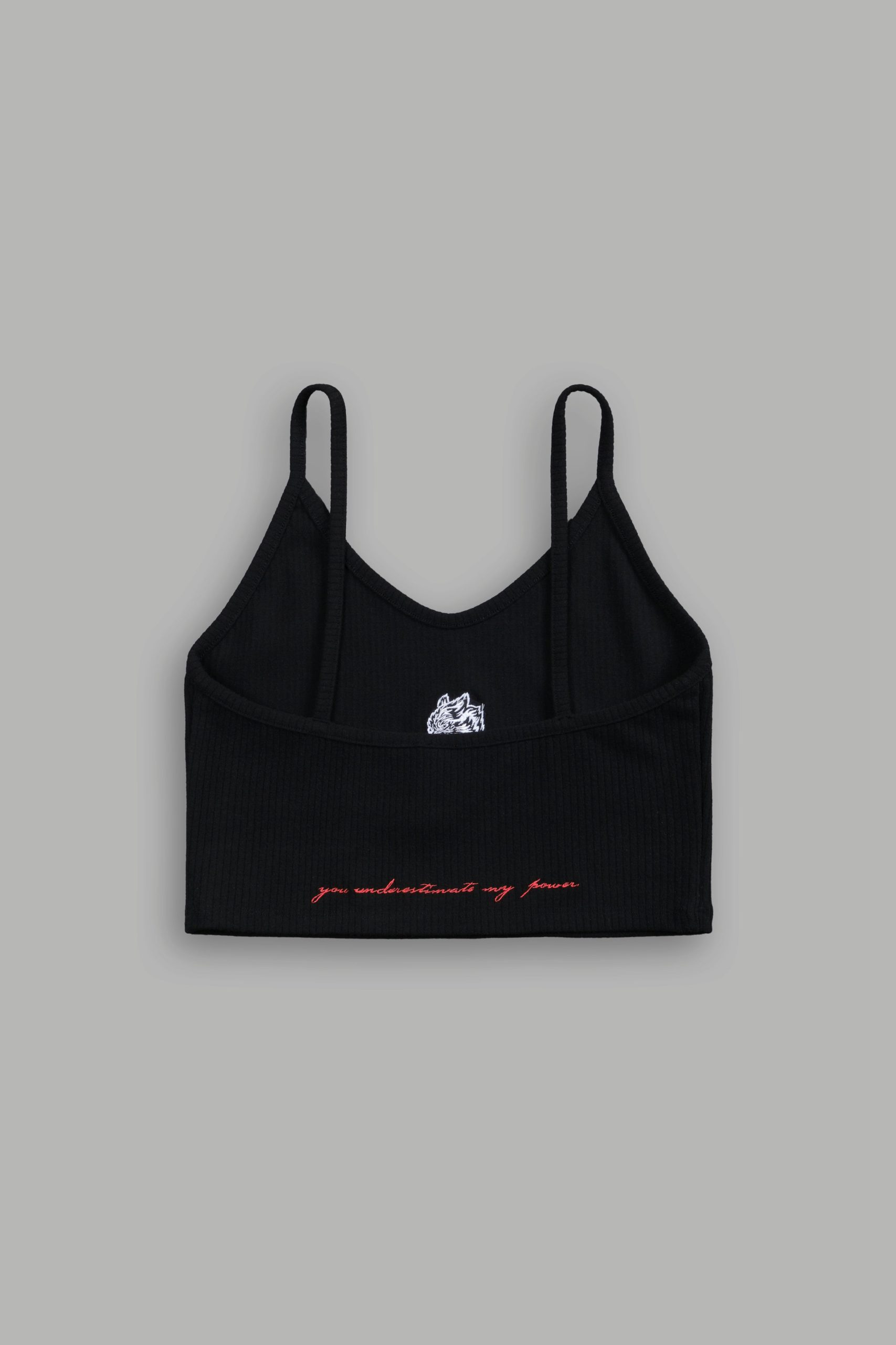 Single Wolf Spaghetti Crop Tank in Black - Image 4