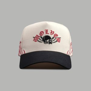 Twin Flame 5 Panel Hat in Cream/Black