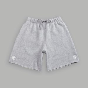 Dual Core Raw Hem Oversized Post Lounge Sweat Shorts in Light Athletic Gray