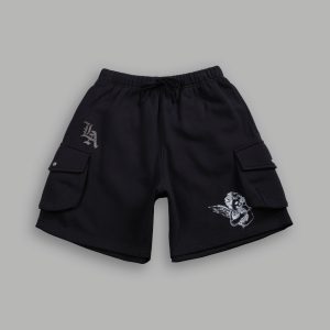 La Ca Frvr Cornell Cargo Sweat Shorts in Black