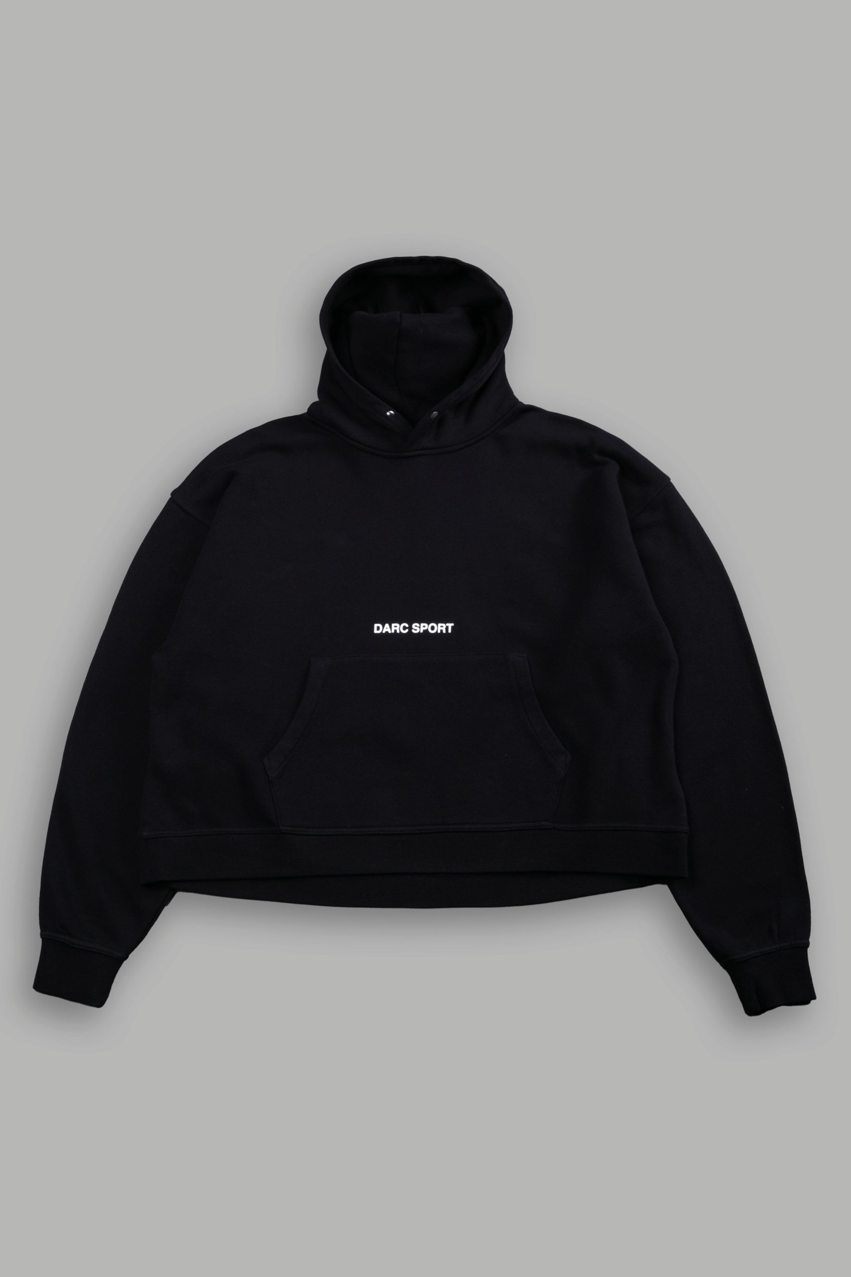 Respect Us Box Cut Pierce Hoodie in Black - Image 2