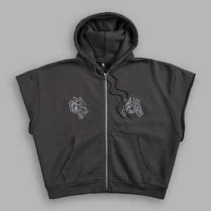 SSDDNFGU Moth Creed Cap Zip Hoodie in Wolf Gray