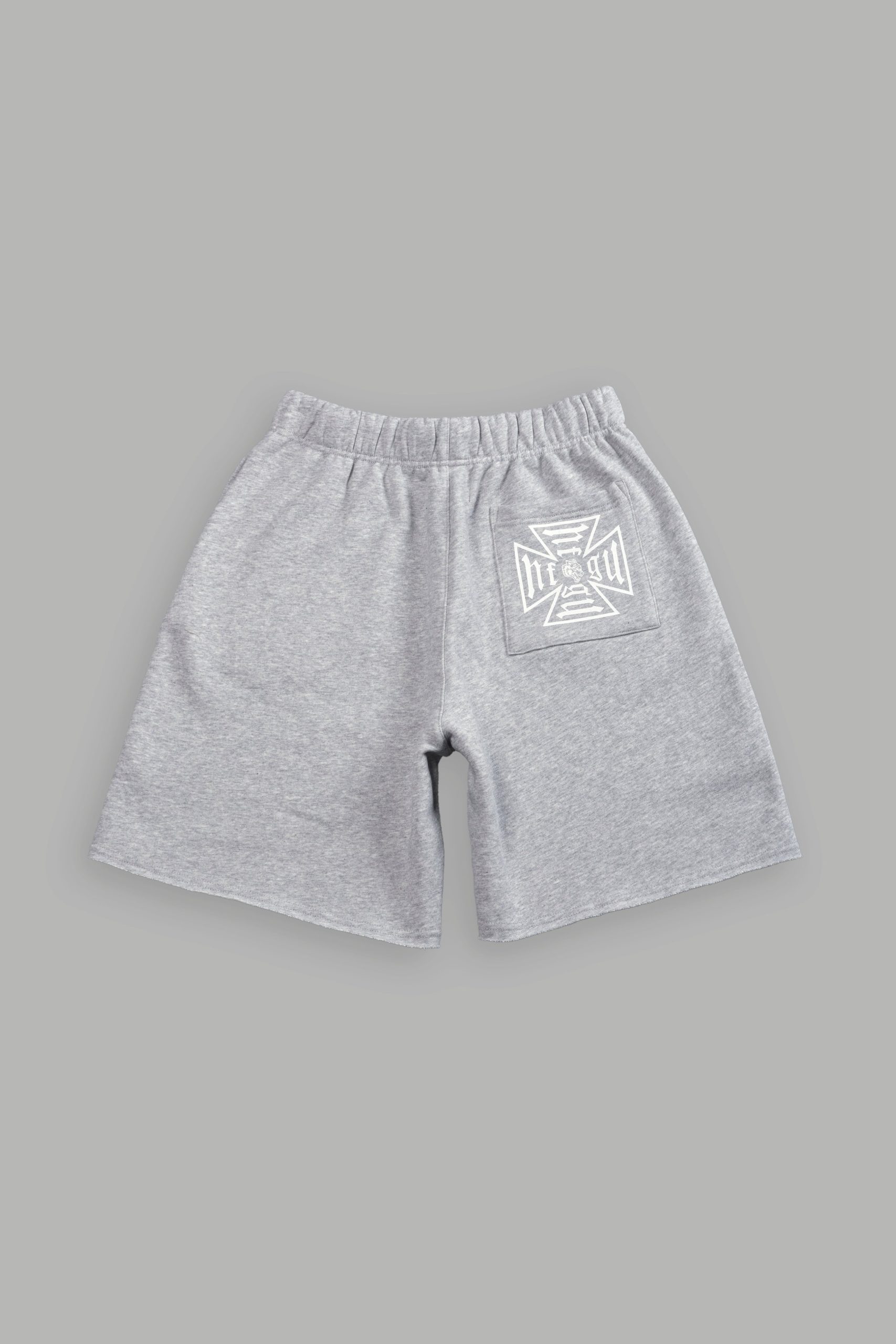 Dual Core Raw Hem Oversized Post Lounge Sweat Shorts in Light Athletic Gray - Image 3