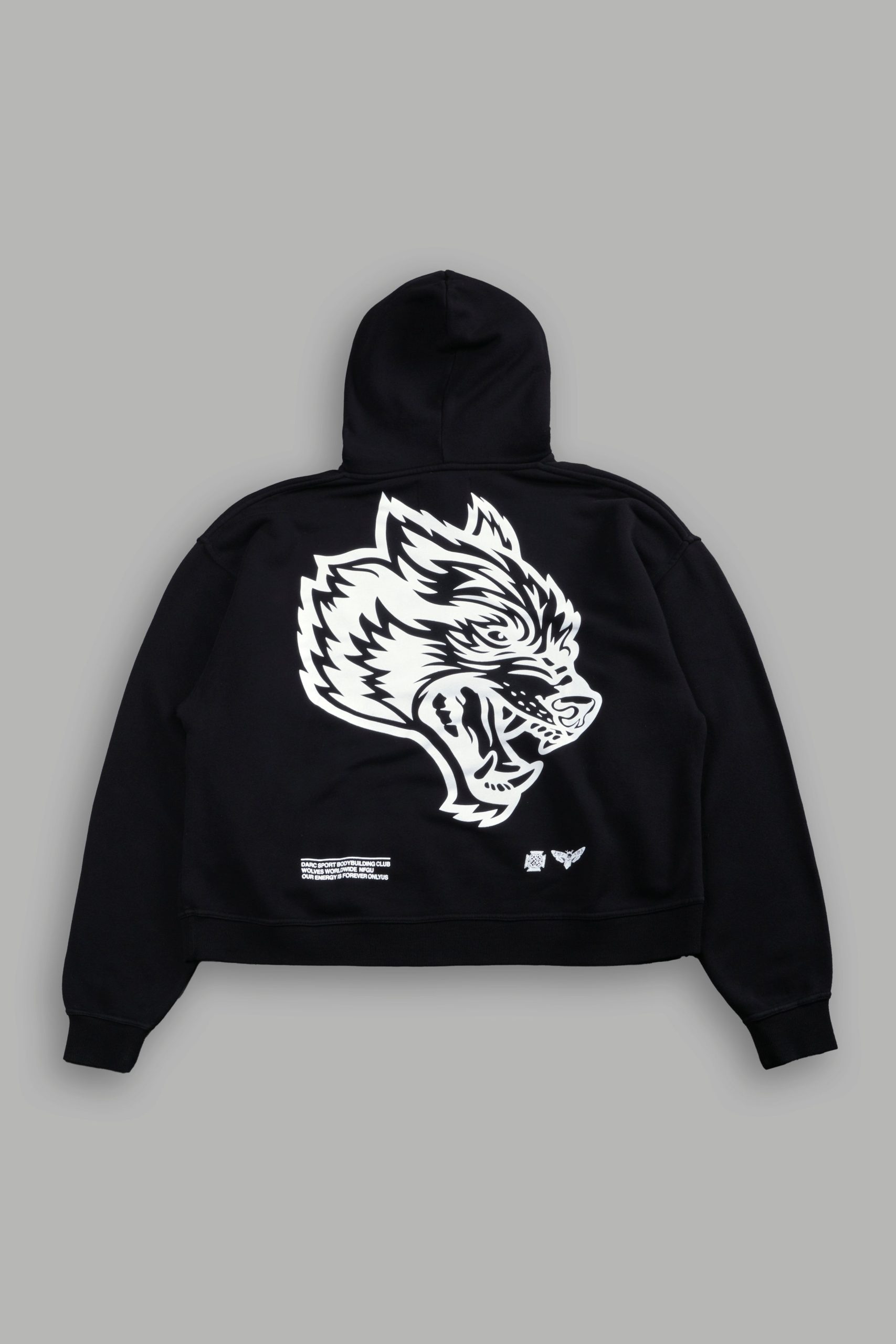 Respect Us Box Cut Pierce Hoodie in Black