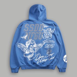 La Ca Frvr Grunge Moatis Zip Hoodie in La Blue