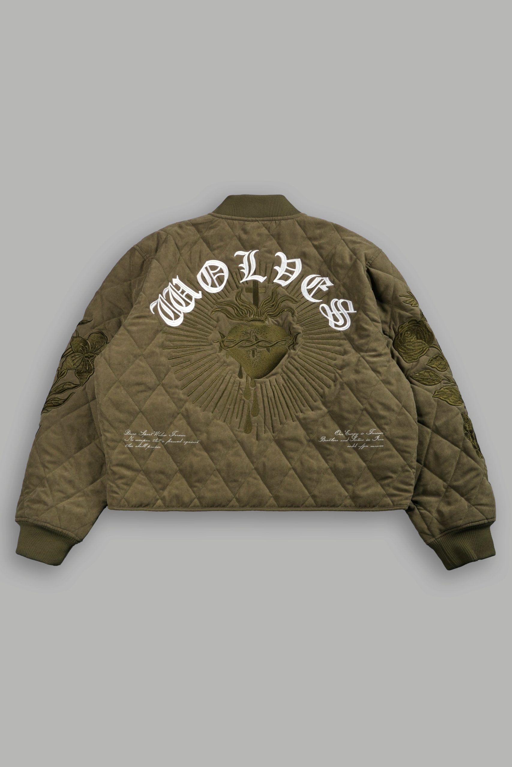 Sacred Wolves Boxy Darco Quilted Jacket in Olive - Image 3