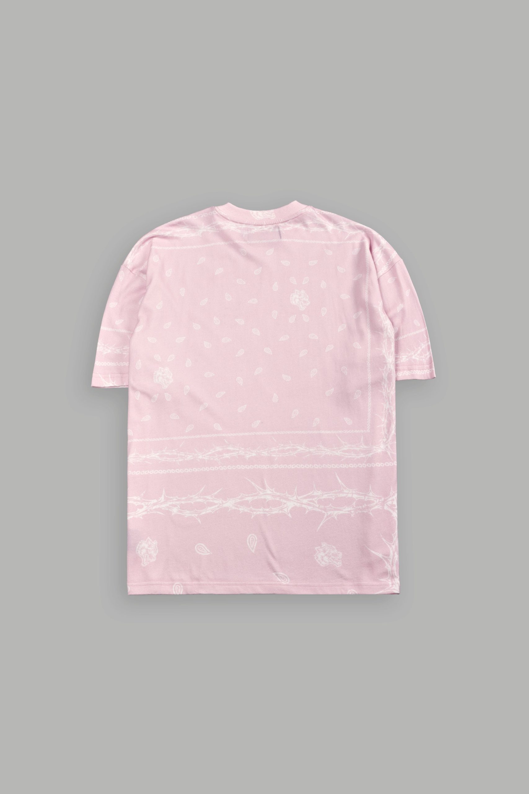 Studded Wolves Pyramid Premium Oversized Tee in Blush Pink Thorn Paisley - Image 3