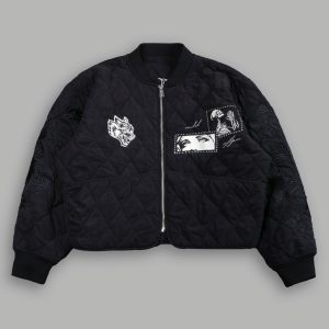 Sacred Wolves Boxy Darco Quilted Jacket in Black
