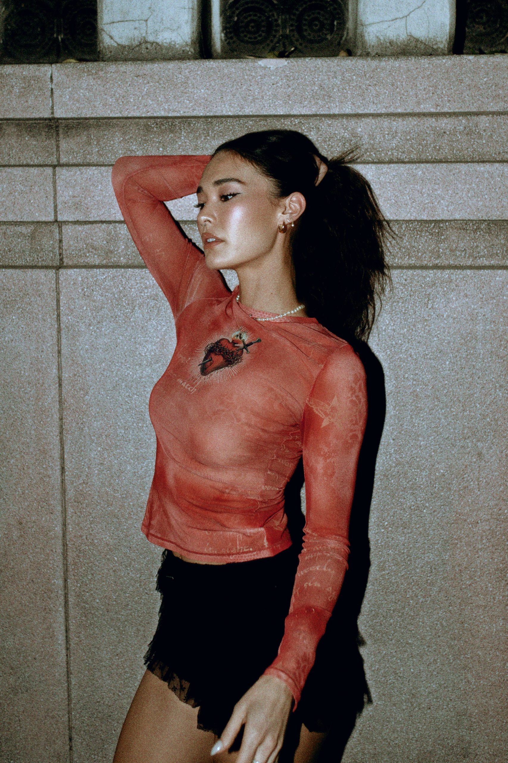 Darc Devotion Shea Mesh L/S Top in La Vino - Image 3