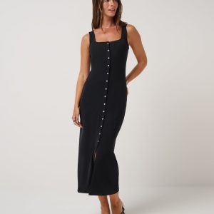 Cloud Rib Button Tank Dress