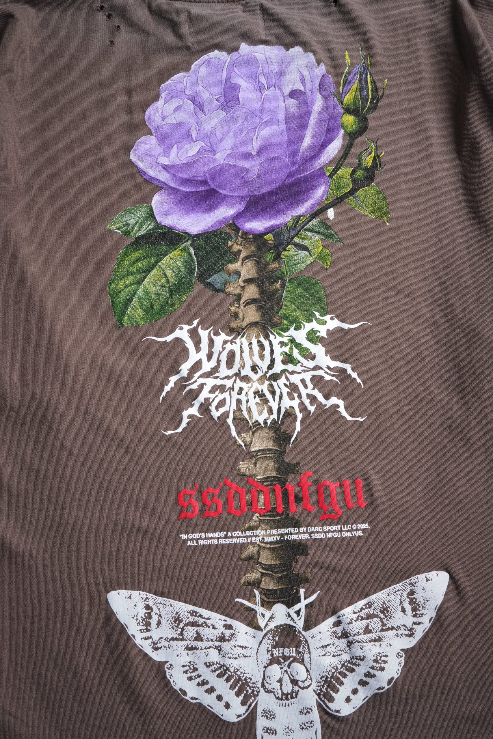 Mori Rose Distressed Grunge Tee in Mojave Brown Drift Wash - Image 11