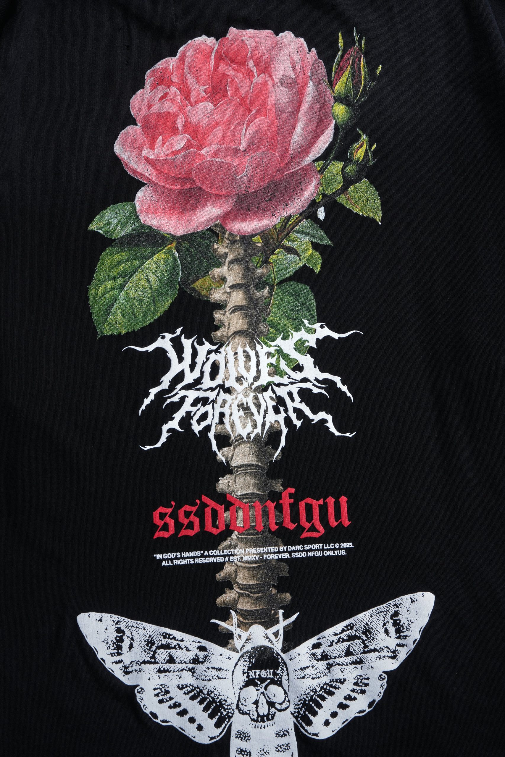 Mori Rose Distressed Grunge Tee in Black Drift Wash - Image 15