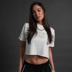 Crystal Code Premium Oversized (Cropped) Tee in Cream